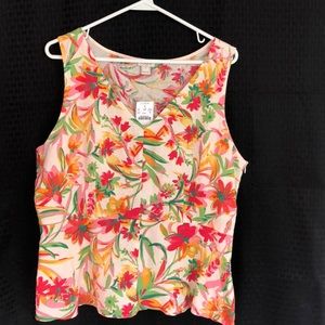 🌞J. Crew Floral Print Sleeveless shirt SZ 14 NWT